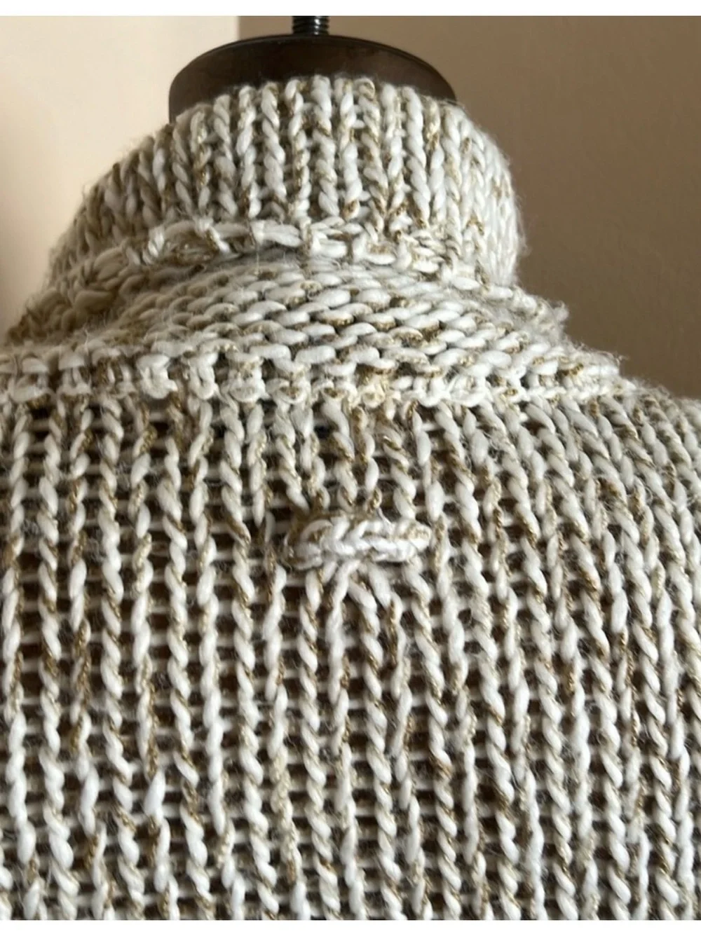 My Life Y2K Wool Blend Cream Gold Bell Sleeve Turtleneck Sweater L